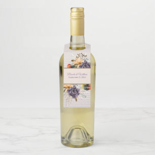 Étiquettes Pour Bouteilles Fleurs d'automne et Mariage en herbe Pampas