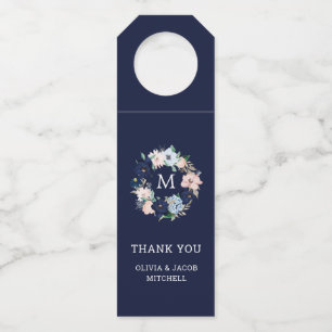 Étiquettes Pour Bouteilles Fleurs et monogrammes marins  Mariage