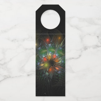 Étiquettes Pour Bouteilles Fleurs imaginaires fractales douces et tendres