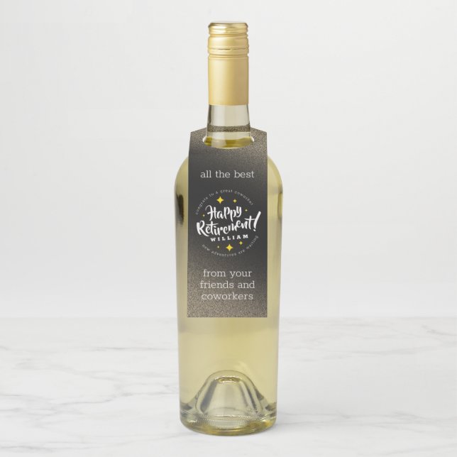 Étiquettes Pour Bouteilles Fun Gold Glitter Stars Retirement New Adventures (Sur bouteille)