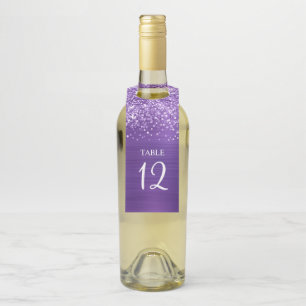 Étiquettes Pour Bouteilles Glitterie Améthyste Violet Glam Numéro de table