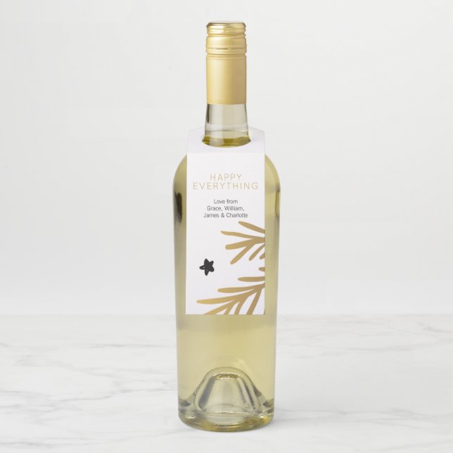 Étiquettes Pour Bouteilles Happy Everything Gold Winter Foliage Personnalisé (Sur bouteille)