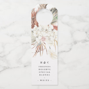 Étiquettes Pour Bouteilles Herbe des Pampas Jungle Tropical Fleurs Mariage