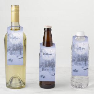 Étiquettes Pour Bouteilles Hiver merveilleux brouillard épinette forêt neige