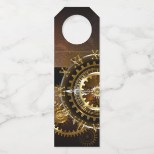 Étiquettes Pour Bouteilles Horloge Steampunk avec des engrenages anciens