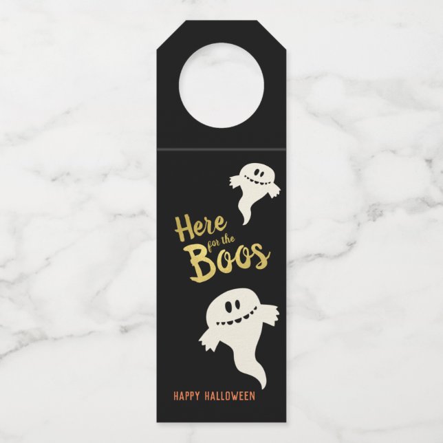 Étiquettes Pour Bouteilles Ici pour la fête d'Halloween Boos (Devant)