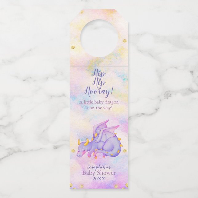 Étiquettes Pour Bouteilles Imaginaire Purple Girls Dragon Baby shower (Devant)