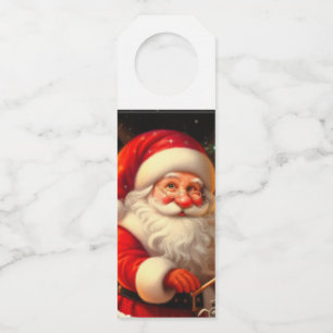 Étiquettes Pour Bouteilles Joli Père Noël et rennes 