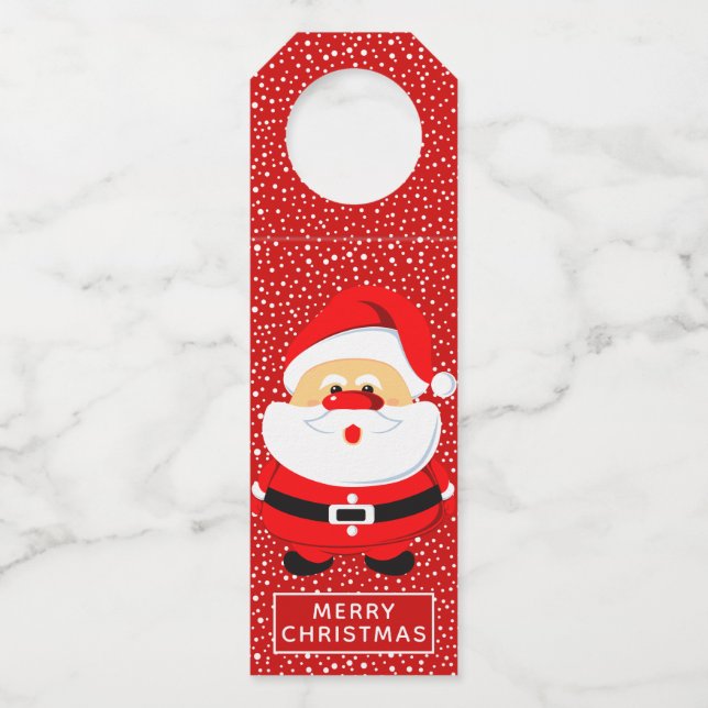 Étiquettes Pour Bouteilles Joli Père Noël fantaisiste de Noël (Devant)