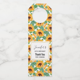 Étiquettes Pour Bouteilles Joli tournesol Jaune & Vert Motif Anniversaire