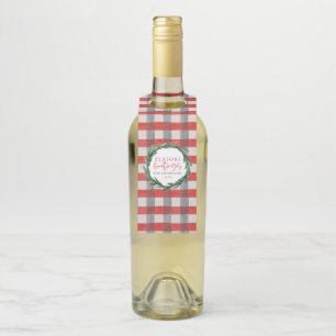 Étiquettes Pour Bouteilles Joyeuses Fêtes aquarelle check vacances tartan