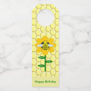 Étiquettes Pour Bouteilles Joyeux Jour des abeilles Anniversaire Bumblebee Pe