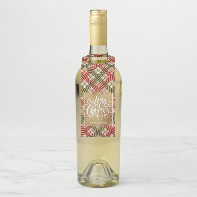 Étiquettes Pour Bouteilles Joyeux Noël or sur Plaid (Sur bouteille)