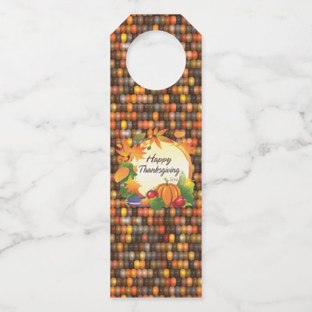 Étiquettes Pour Bouteilles Joyeux Thanksgiving Options 5A-13A (Devant)