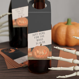 Étiquettes Pour Bouteilles Le Citrouille d'Halloween juste ici pour les Boos