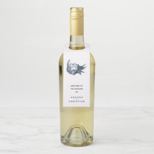 Étiquettes Pour Bouteilles Le coquillage bleu   MARIAGE ACCUEIL CLIENT