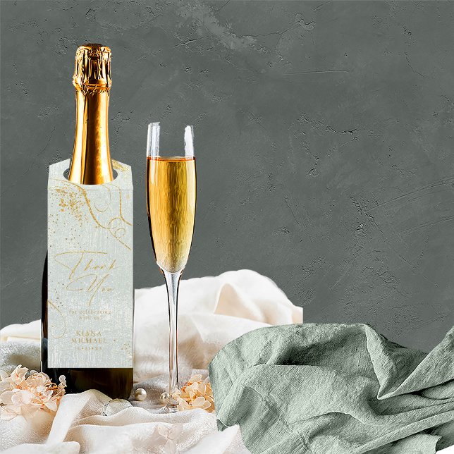 Étiquettes Pour Bouteilles Lignes fines Gold Abstrait Mariage Sage ID867 (Wine Bottle In Situ)