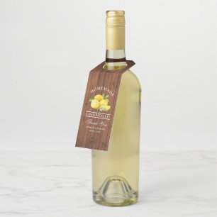 Étiquettes Pour Bouteilles Limoncello de citron bois Merci