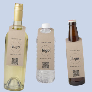 Étiquettes Pour Bouteilles Logo avec code QR et texte commercial promotionnel