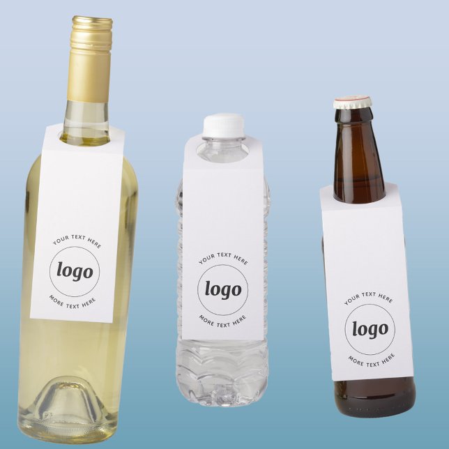Étiquettes Pour Bouteilles Logo simple avec texte commercial promotionnel (Logo and custom text business promotional bottle hangers)