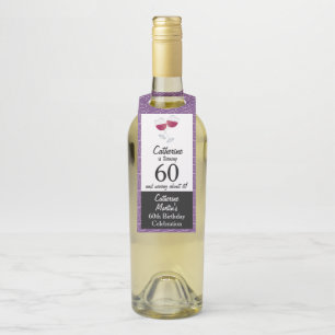 Étiquettes Pour Bouteilles Lunettes de vin rouge 60e fête d'anniversaire