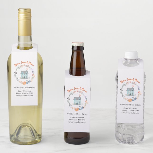 Étiquettes Pour Bouteilles Maison Douce Maison Chic Élégant Agent Immobilier  (En situation)