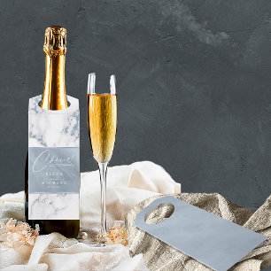 Étiquettes Pour Bouteilles Marbre moderne Cheers Dusty Blue ID816
