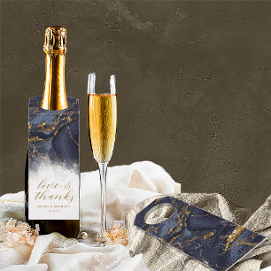 Étiquettes Pour Bouteilles Marbre Parties scintillant Mariage Merci Marine Bl