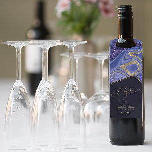 Étiquettes Pour Bouteilles Mariage Agate Abstrait Cheers Midnight ID827