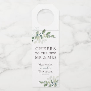 Étiquettes Pour Bouteilles Mariage au feuillage d'eucalyptus 