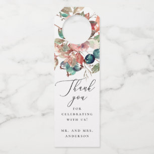 Étiquettes Pour Bouteilles Mariage Baies à l'aquarelle Remerciements Élégan