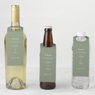 Étiquettes Pour Bouteilles Mariage de bienvenue de Sage Green Tags