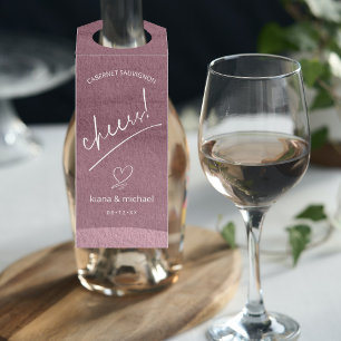 Étiquettes Pour Bouteilles Mariage de calligraphie Cheers Mauve ID771
