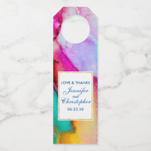 Étiquettes Pour Bouteilles Mariage design moderne en marbre Abstrait