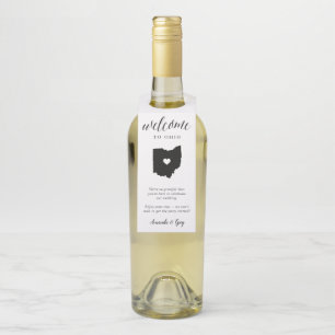 Étiquettes Pour Bouteilles Mariage d'Etat de l'Ohio, bienvenue