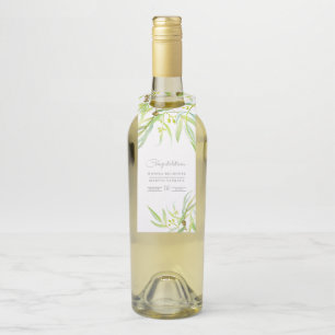 Étiquettes Pour Bouteilles Mariage Eucalyptus feuille vert
