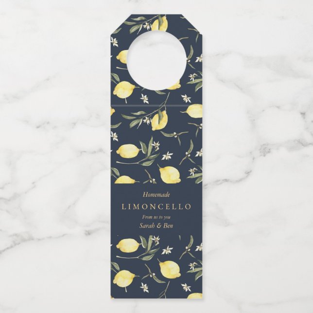 Étiquettes Pour Bouteilles Mariage Événementiel Citrons Noirs Modernes Limonc (Devant)