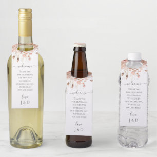 Étiquettes Pour Bouteilles Mariage Floral Aquarelle Séchée Bohème