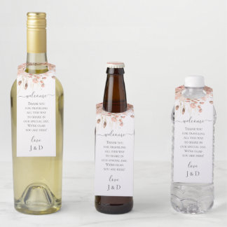 Étiquettes Pour Bouteilles Mariage Floral Aquarelle Séchée Bohème