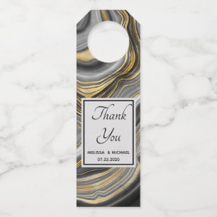 Étiquettes Pour Bouteilles Mariage Géode Gold & Grey Agate