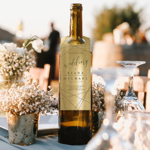 Étiquettes Pour Bouteilles Mariage Géométrique Métallique Or ID648