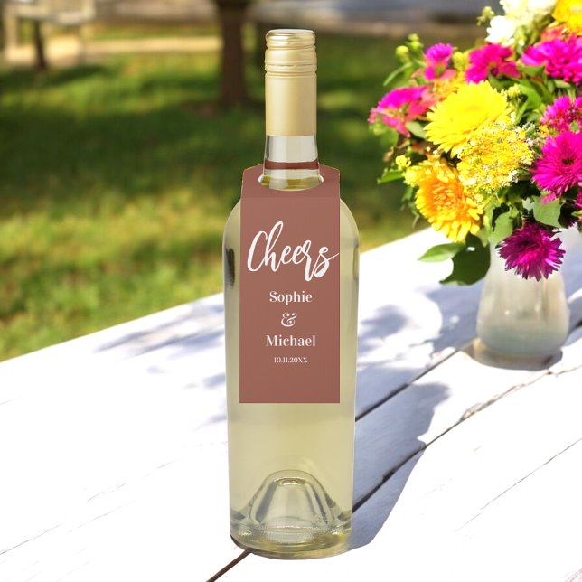 Étiquettes Pour Bouteilles Mariage Marron Fait de Terre Cuite   (Créateur téléchargé)