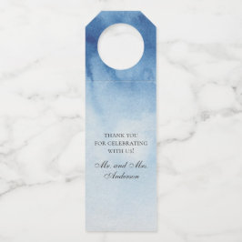 Étiquettes Pour Bouteilles Mariage nautique bleu. Merci aquarelle marine