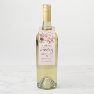 Étiquettes Pour Bouteilles Mariage personnalisé Rose d'automne