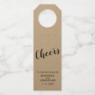 Étiquettes Pour Bouteilles Mariage rustique avec écriture moderne 'Cheers'