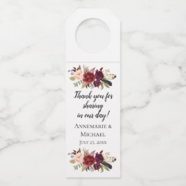 Étiquettes Pour Bouteilles Marsala Bourgogne Bohème Floral Aquarelle