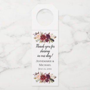Étiquettes Pour Bouteilles Marsala Bourgogne Boho Aquarelle Florale