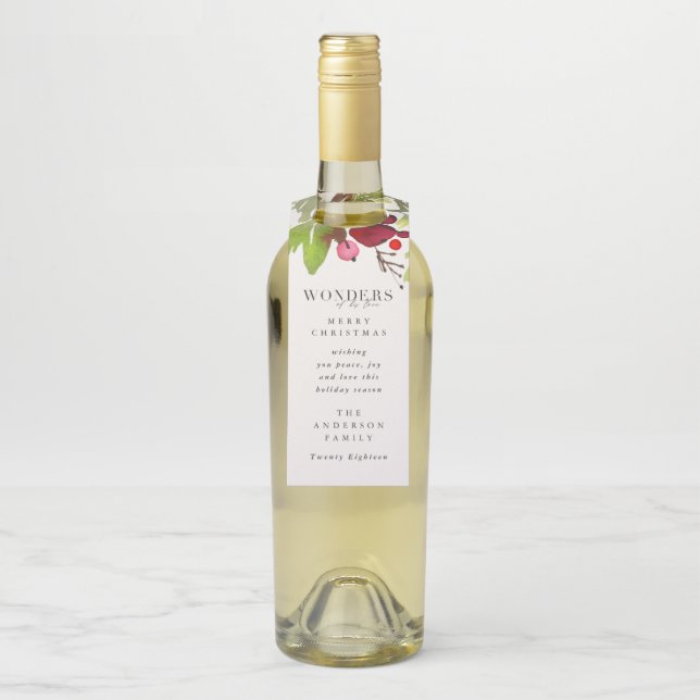 Étiquettes Pour Bouteilles Merveilles de ses vacances de Noël d'amour (Sur bouteille)