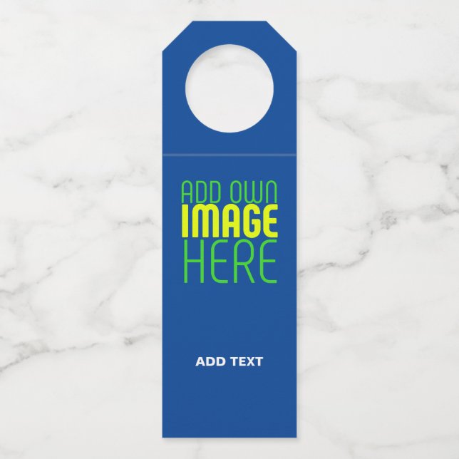 ÉTIQUETTES POUR BOUTEILLES MODÈLE DE TEXTE D'IMAGE BLEU COBALT ÉDITABLE MODER (Devant)