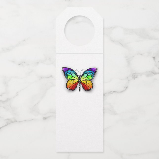 Étiquettes Pour Bouteilles Monarque papillon arc-en-ciel (Dos)